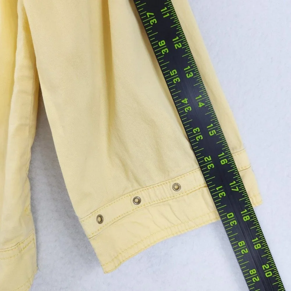 Chicos Jacket Women 1 Yellow 8 3/4 Sleeve Utility Full Zip Lightweight Spring